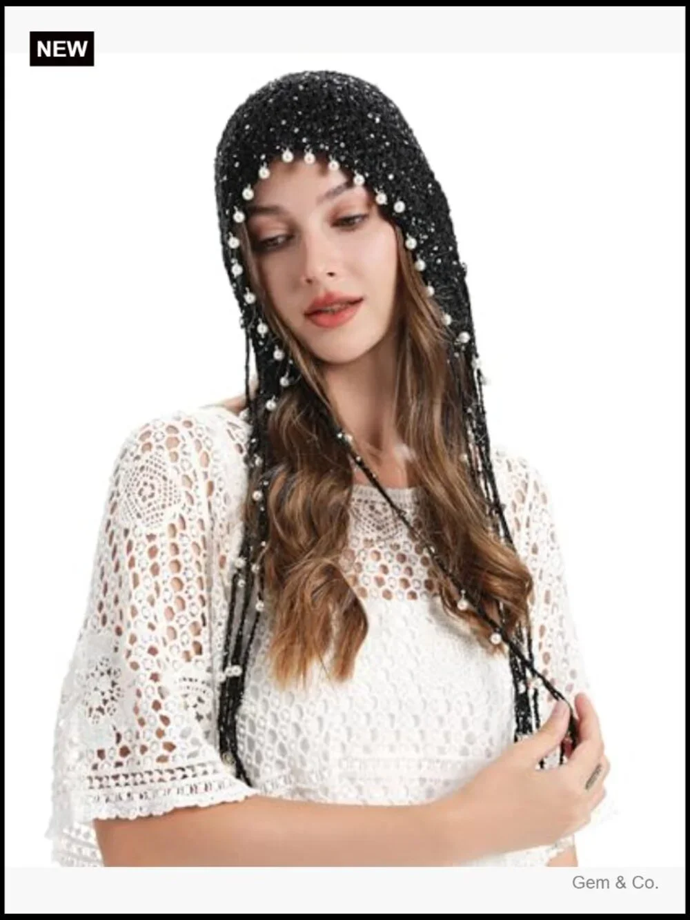 Women's Cotton Crochet Slouchy Beanie Hat with Tassel Handmade Knit Skull Cap